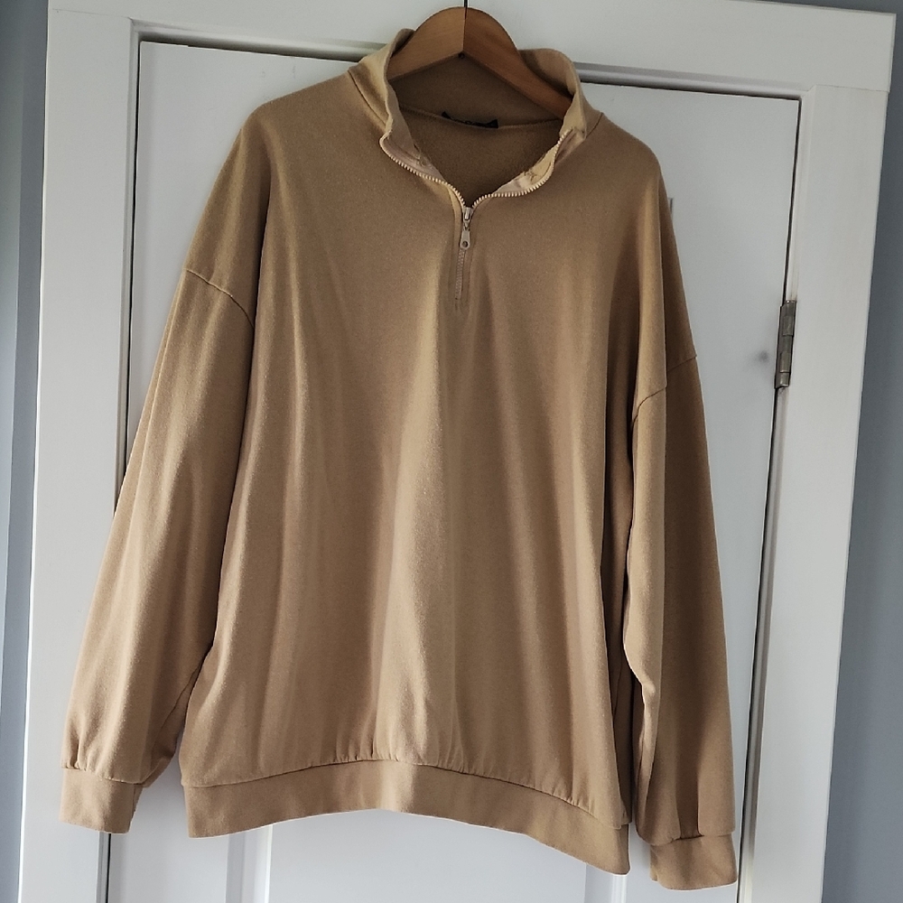 BOO HOO Oversized Tan Half Zip Sweatshirt!